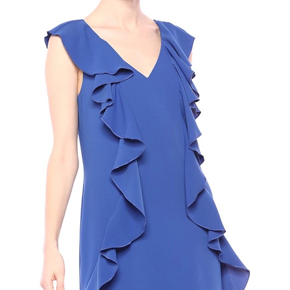 Trina Turk Sweetheart Ruffle Front Shift Dress in Blue Size Small - Picture 3 of 9